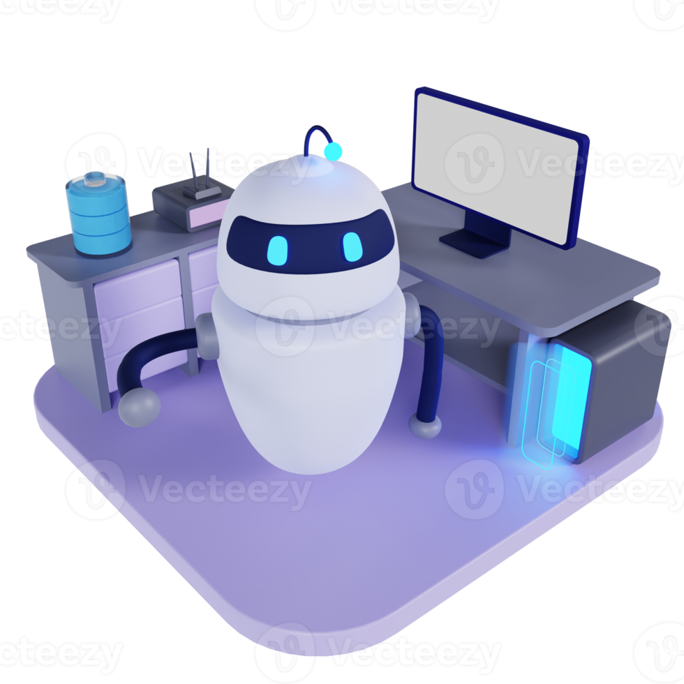 3d kantoor automatisering bot machine computer png