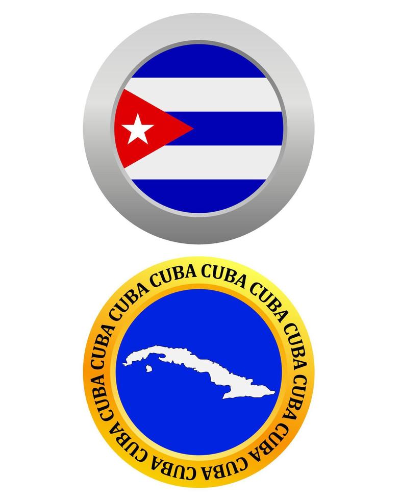 botón como símbolo de la bandera de cuba y mapa sobre un fondo blanco vector