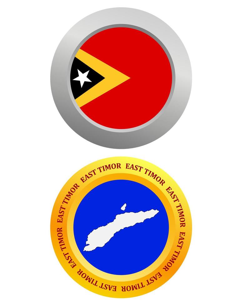button as a symbol EAST TIMOR flag and map on a white background vector