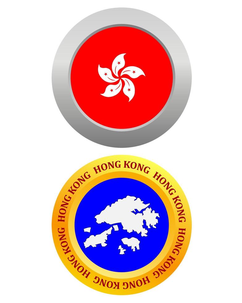 button as a symbol HONG KONG flag and map on a white background vector