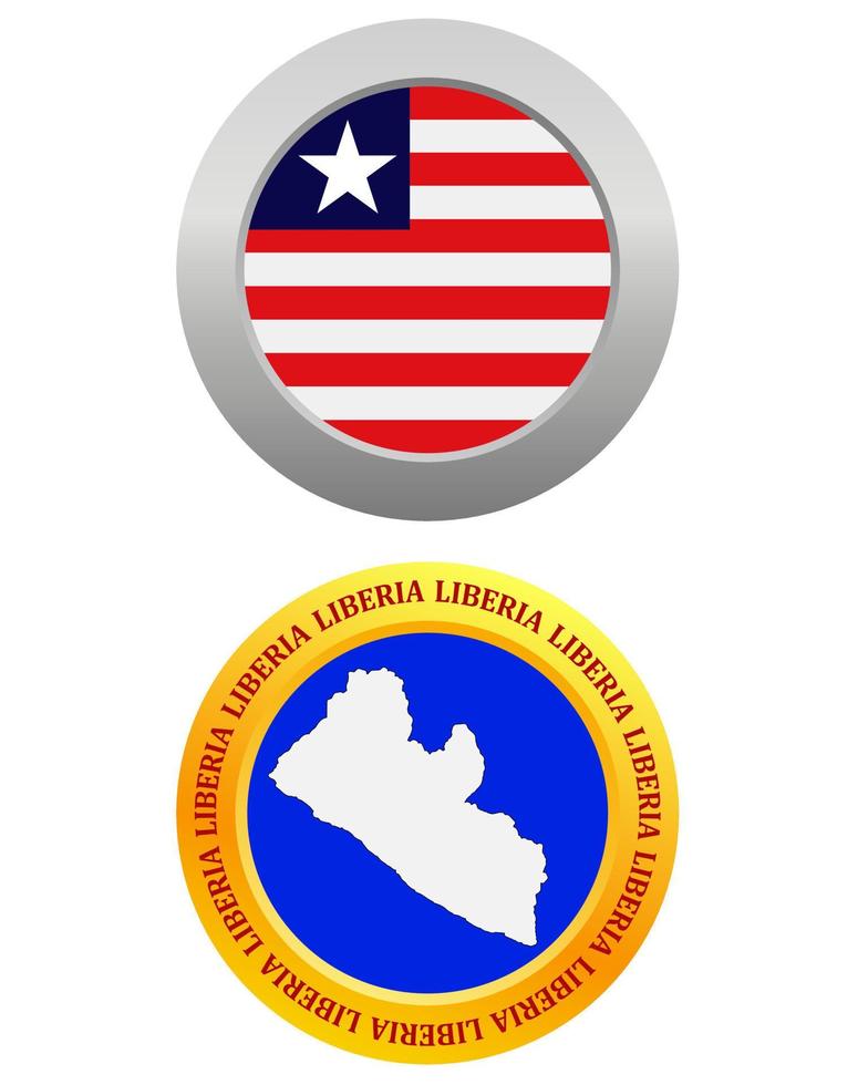 botón como símbolo de la bandera y el mapa de liberia en un fondo blanco vector