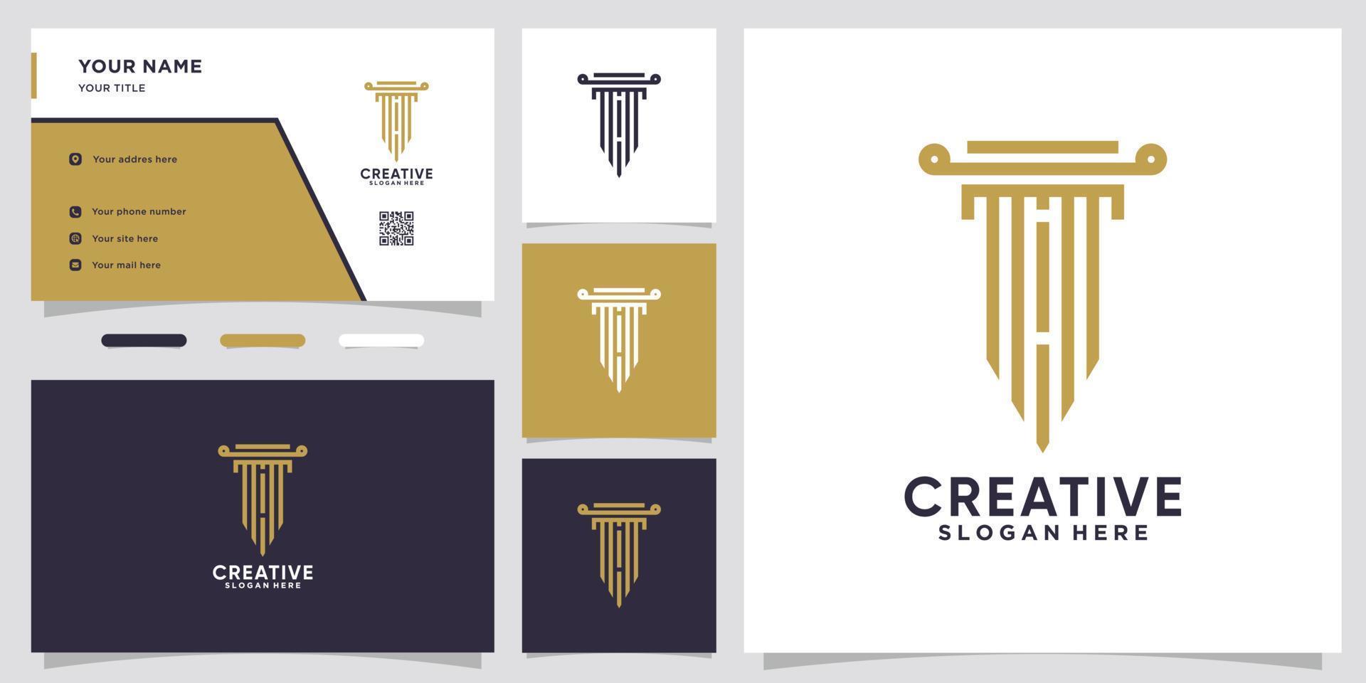 pillar and latter i logo design with creative concept vector