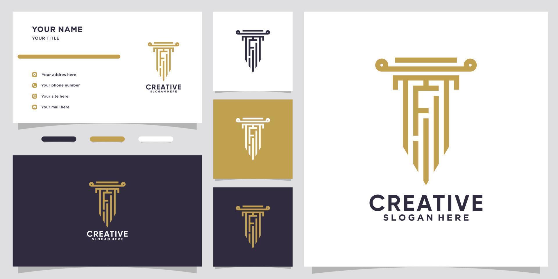 pillar and latter f  logo design with creative concept vector