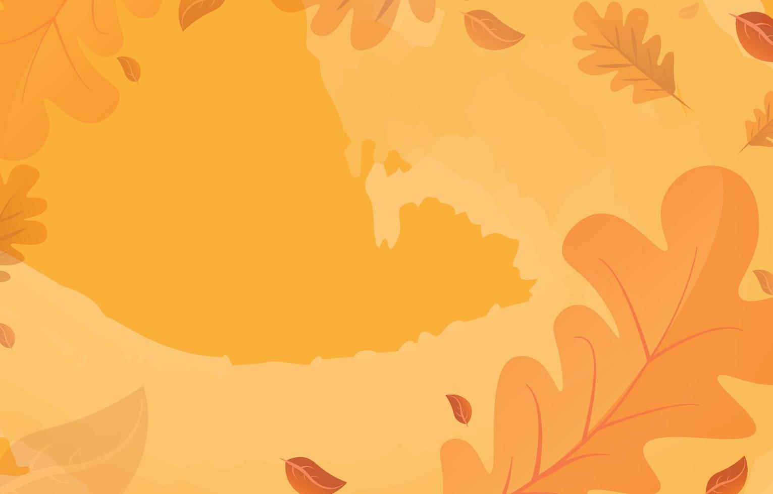 Autumn minimal background decorated with leaves golden yellow and watercolor. fall concept,For wallpaper, postcards, greeting cards, website pages, banners, online sales. Vector illustration