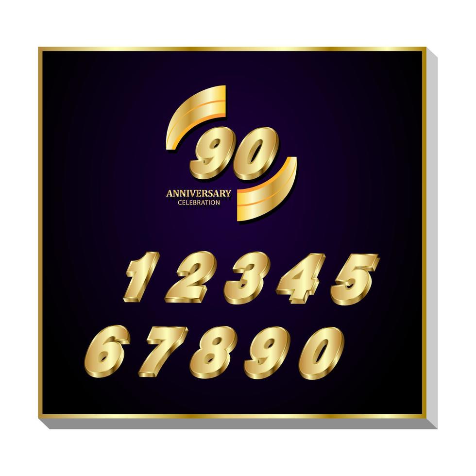 Golden number set. vector 3d realistic.