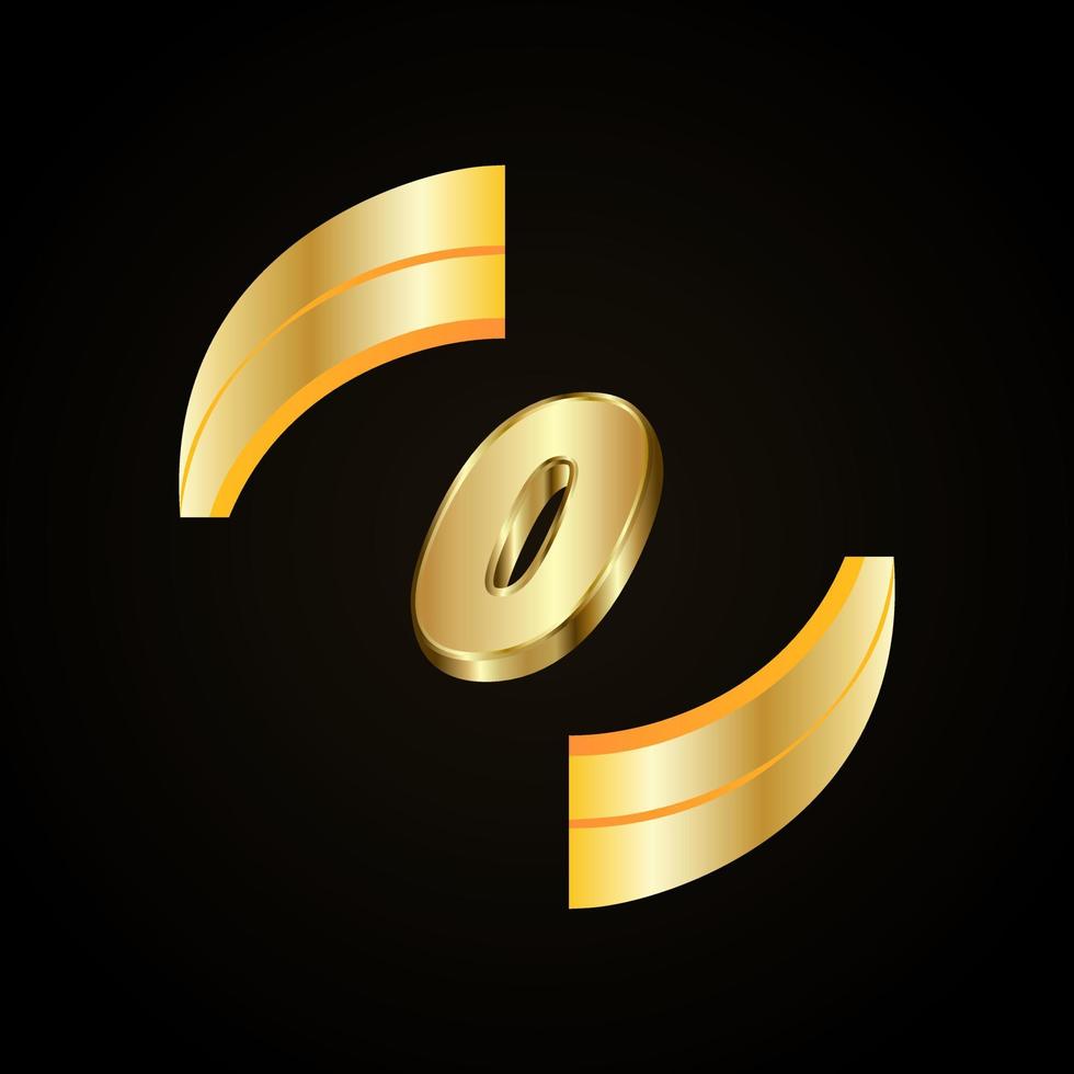 Zero Golden numbers. vector 3d realistic.
