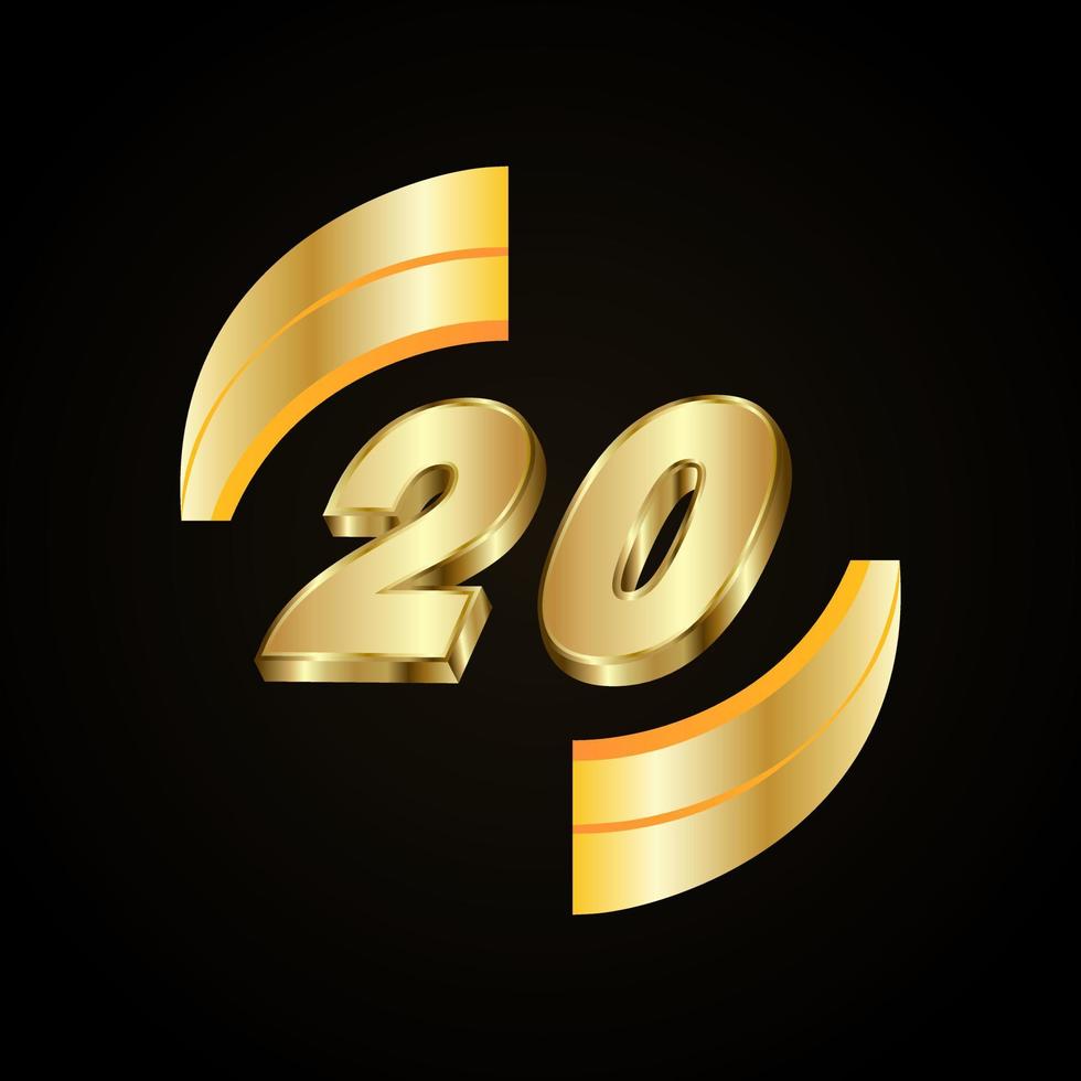 20 Golden numbers. vector 3d realistic.