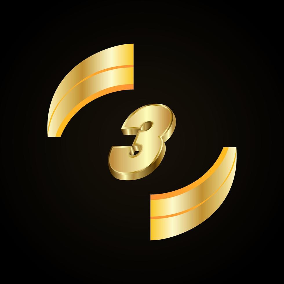 3 Golden numbers. vector 3d realistic.