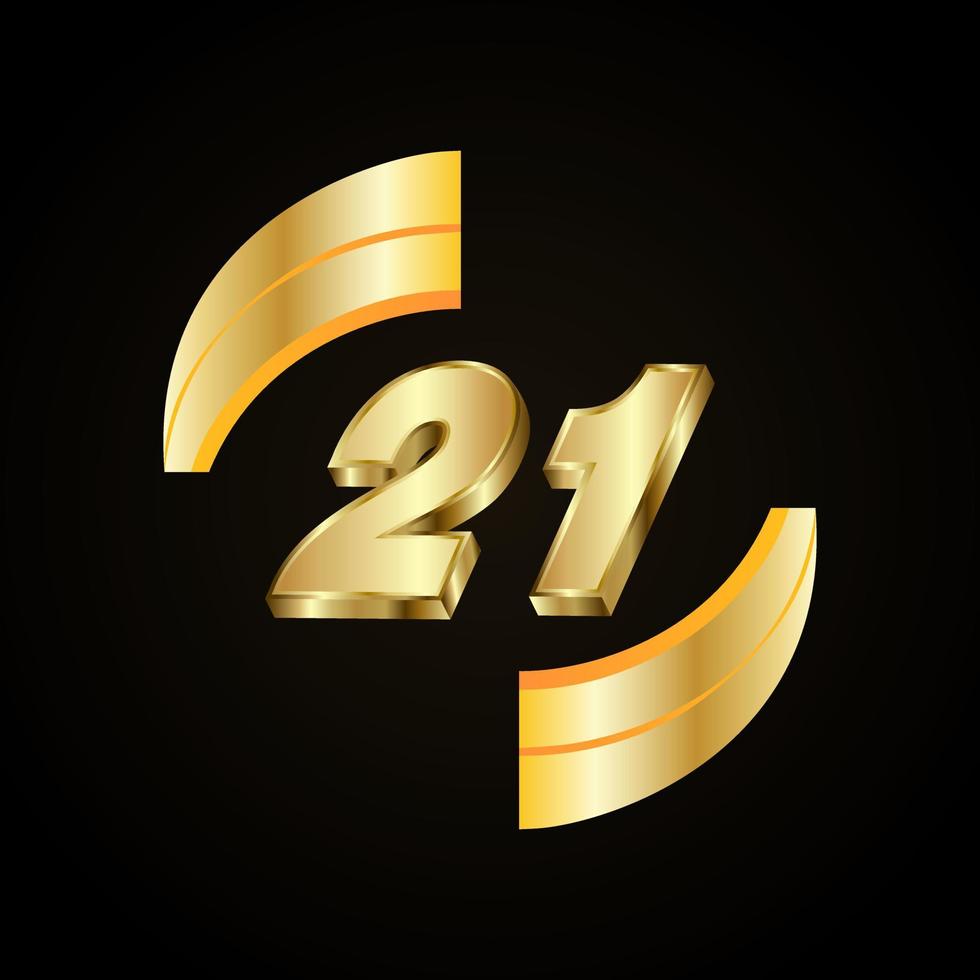 21 Golden numbers. vector 3d realistic.
