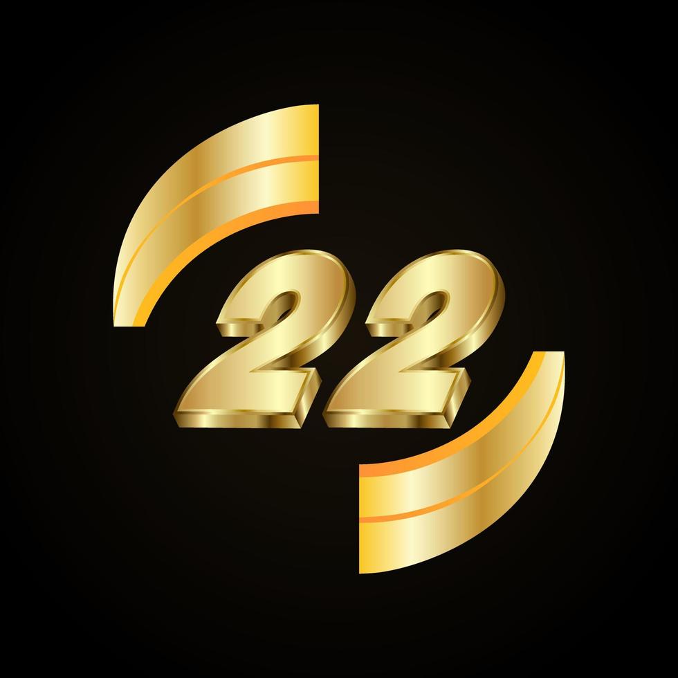 22 números de oro. vector 3d realista.