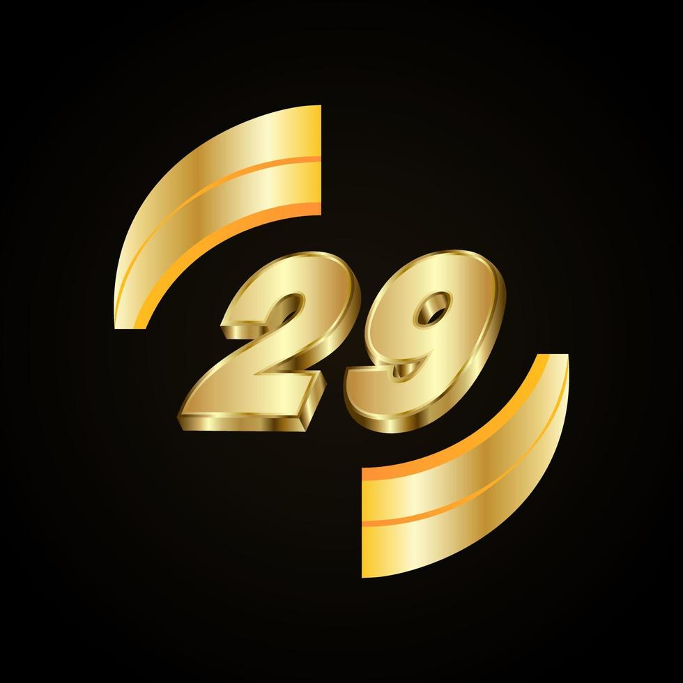 29 Golden numbers. vector 3d realistic.