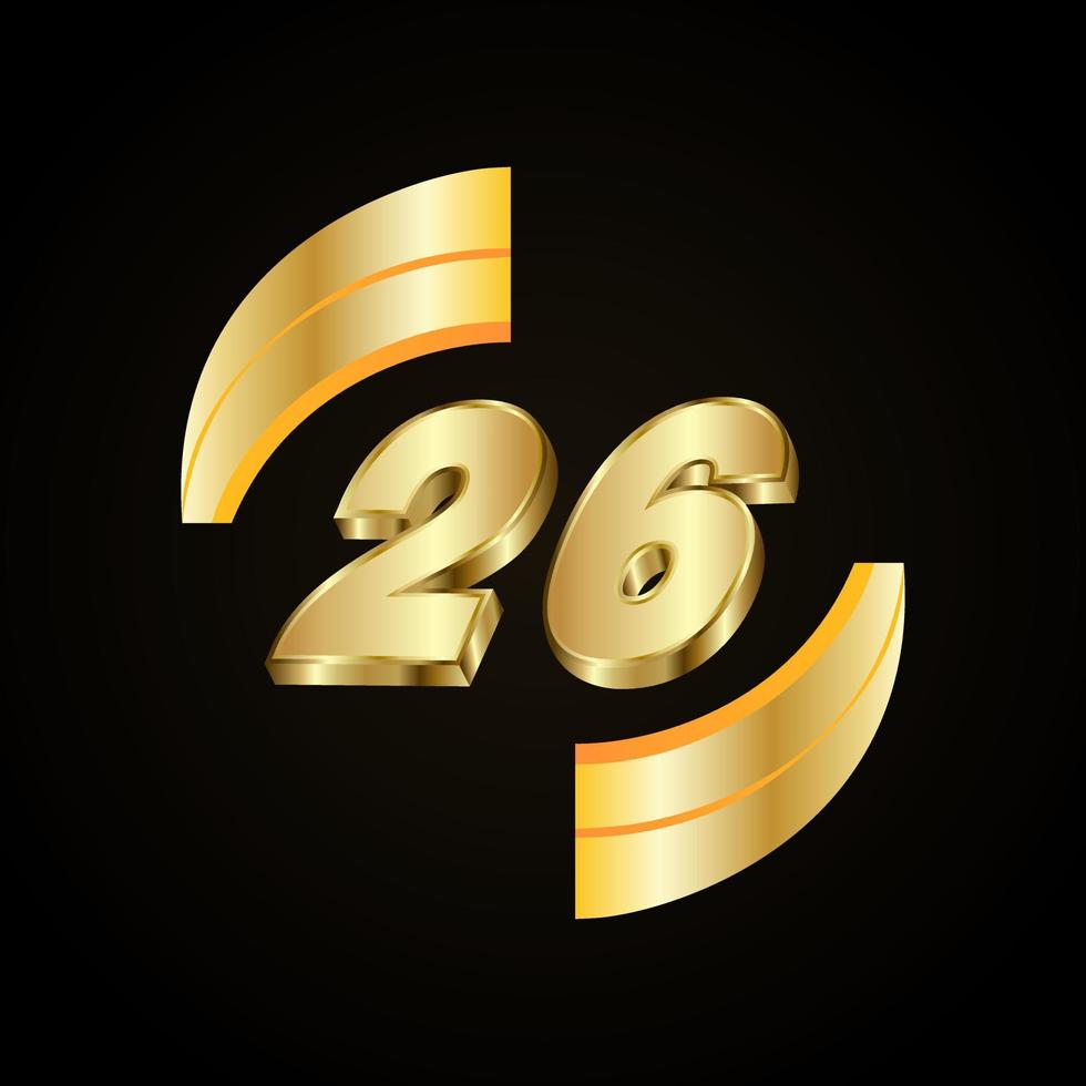 26 Golden numbers. vector 3d realistic.