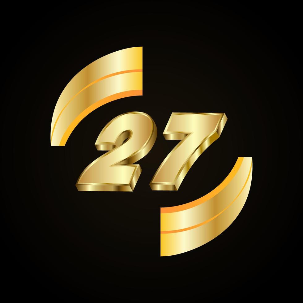 27 Golden numbers. vector 3d realistic.