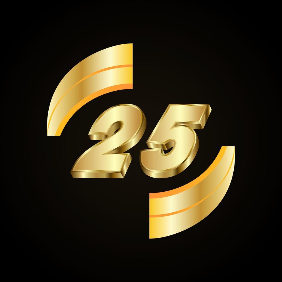 25 Golden numbers. vector 3d realistic.