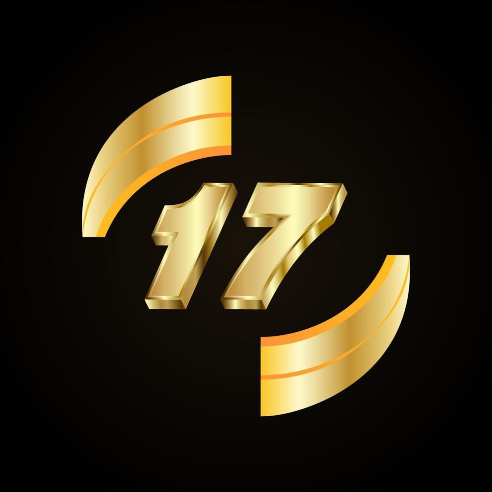 17 Golden numbers. vector 3d realistic.