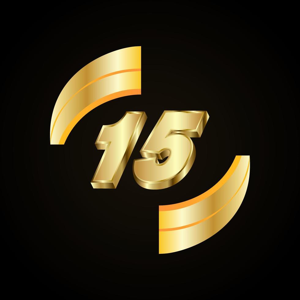 15 Golden numbers. vector 3d realistic.