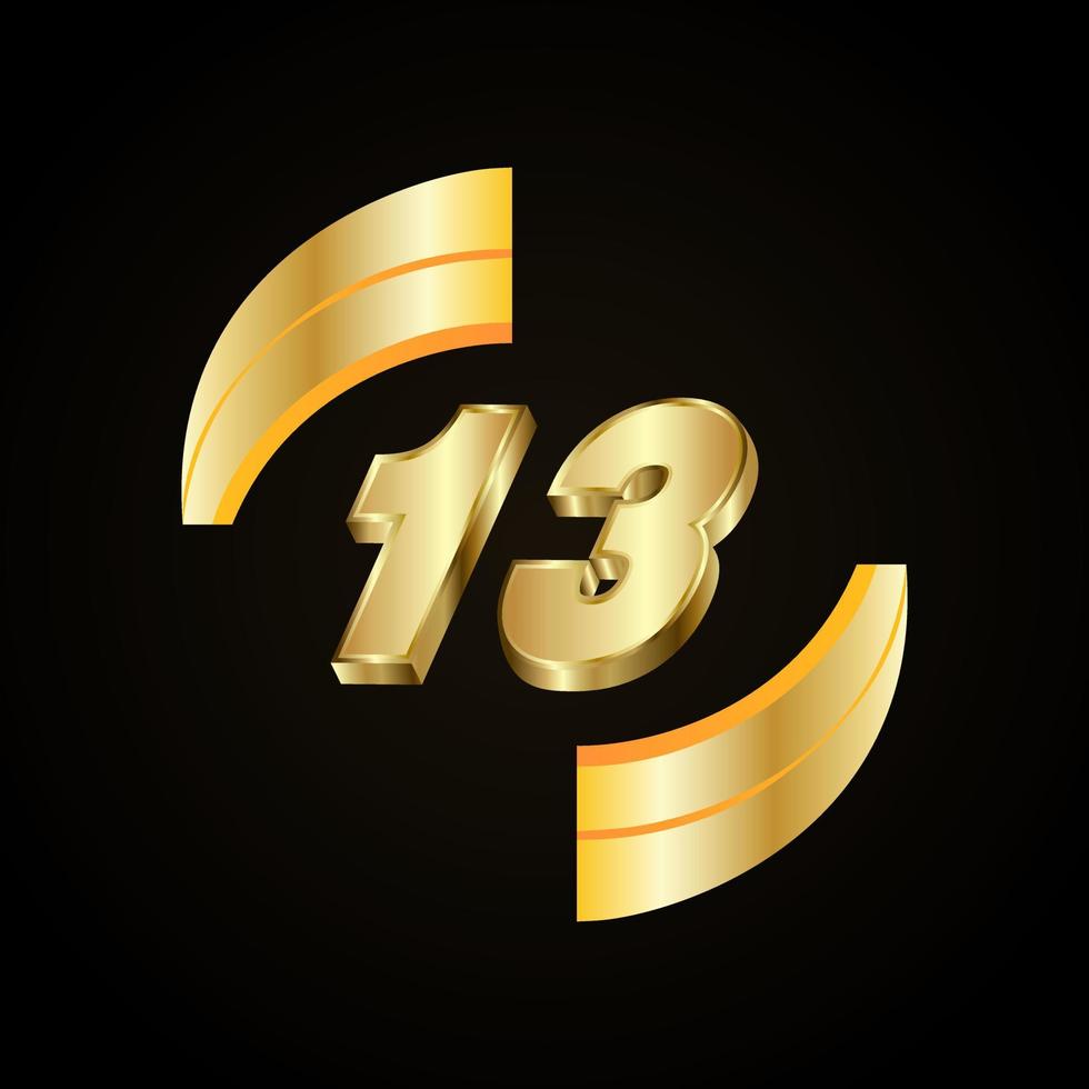 13 Golden numbers. vector 3d realistic.