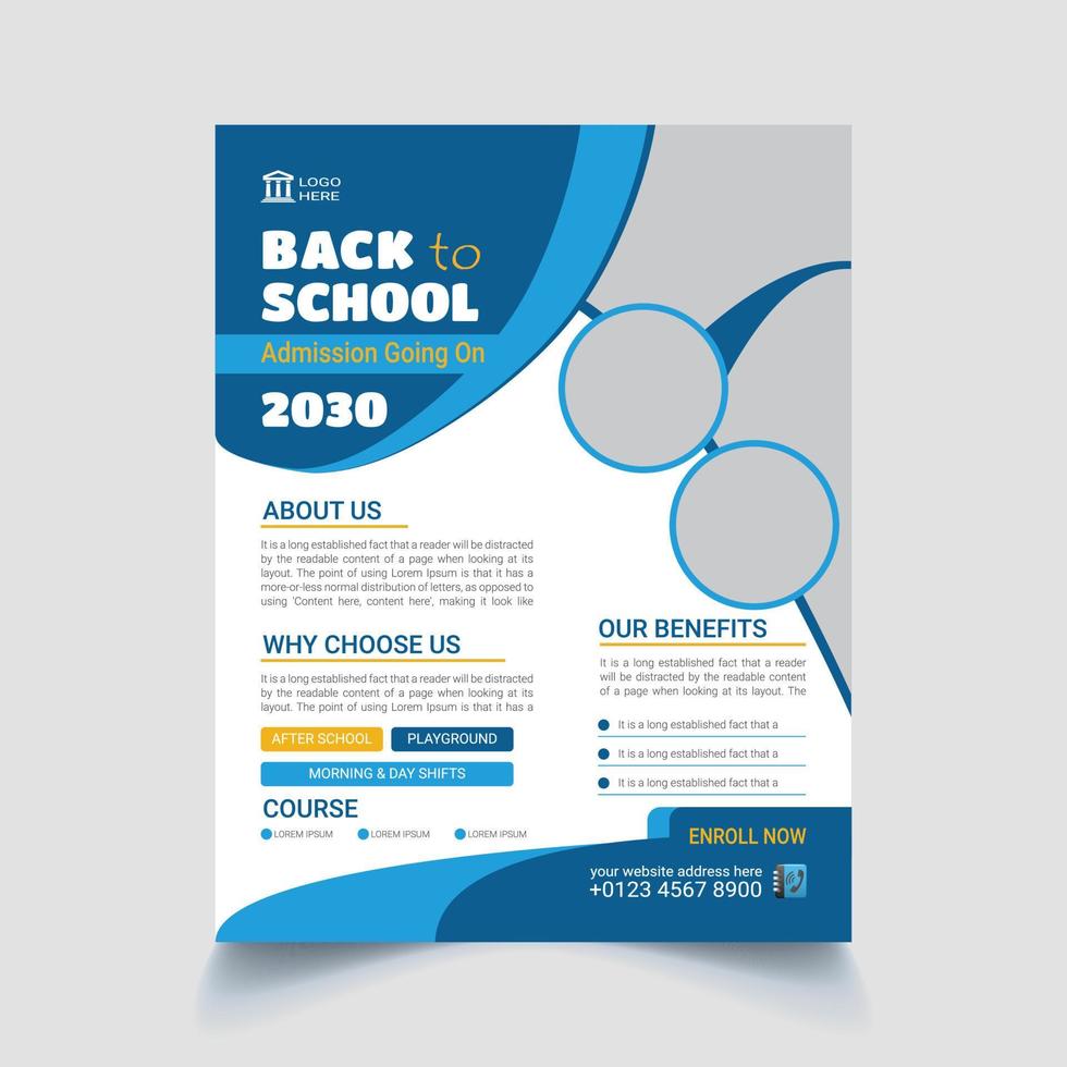 School admission flyer design template vector