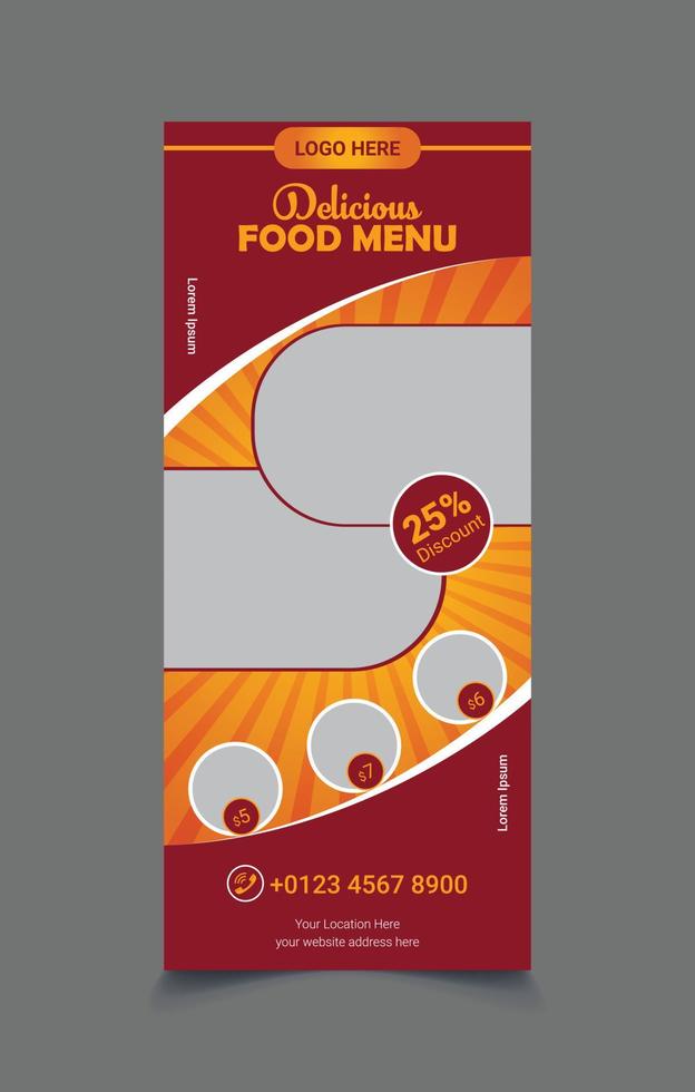 plantilla de banner de comida enrollable vector