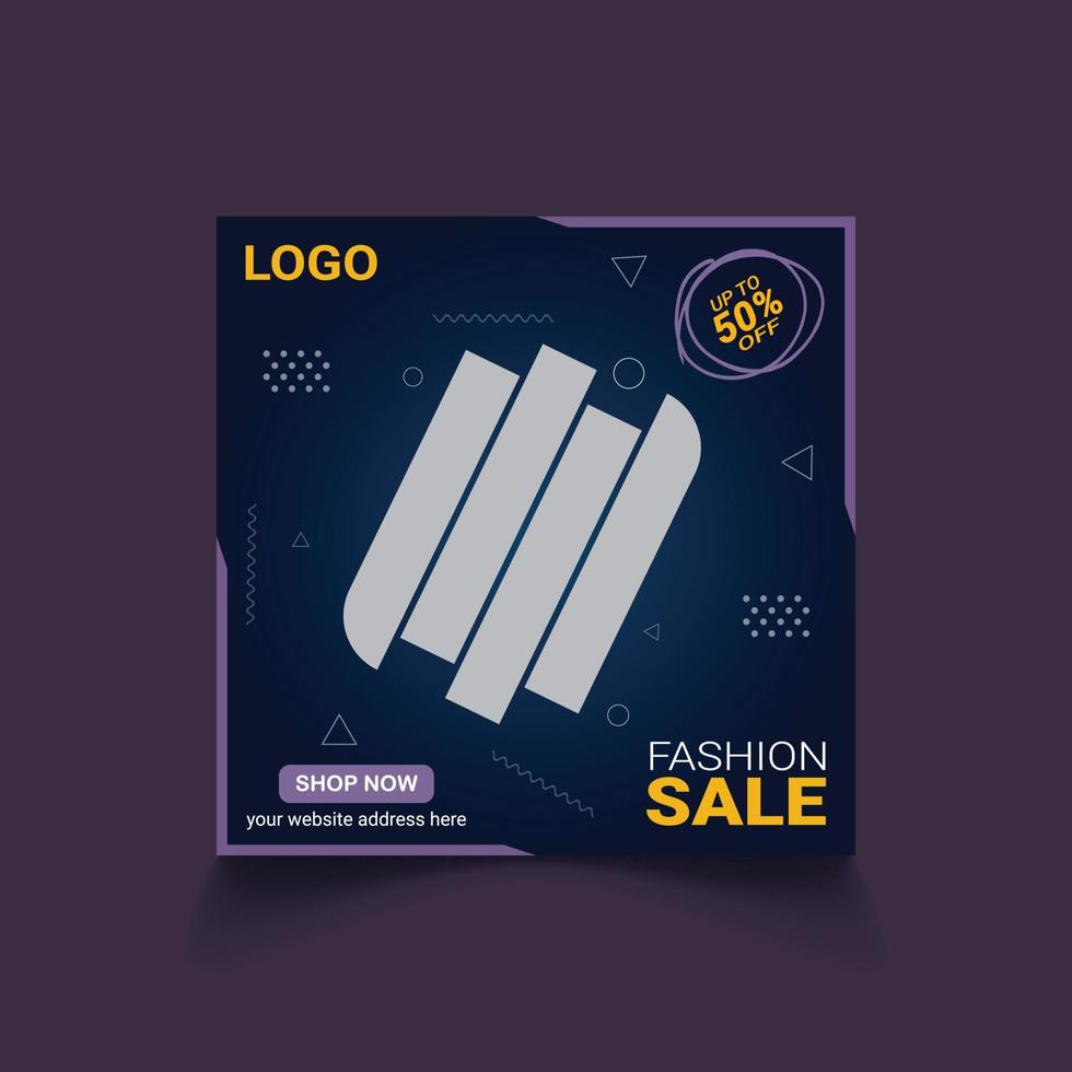 Fashion sale social media post design template vector