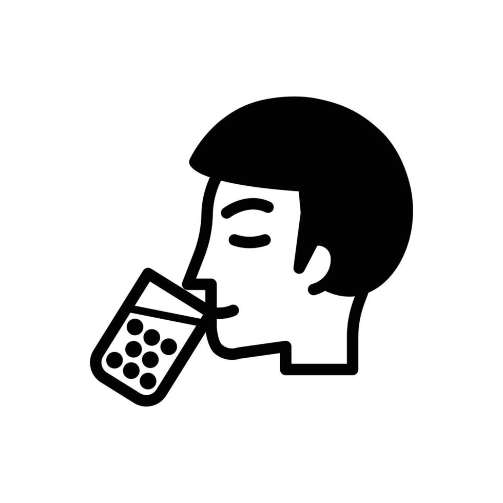 icono de beber té de leche de burbujas, vector, ilustración. vector