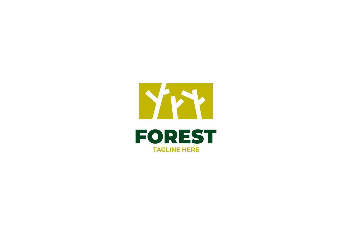 Flat trees forest green nature logo design vector illustration idea