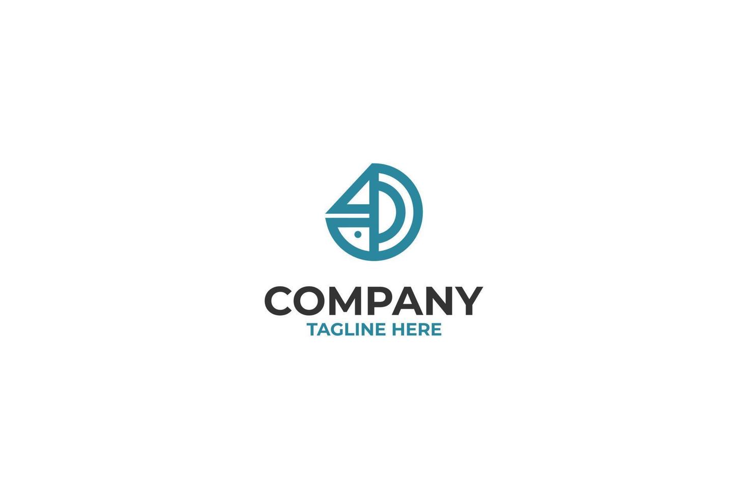 Flat fish and ship logo design vector