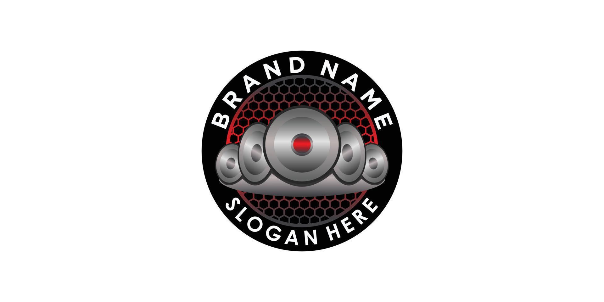 speaker sound system logo design with creative concept premium vector