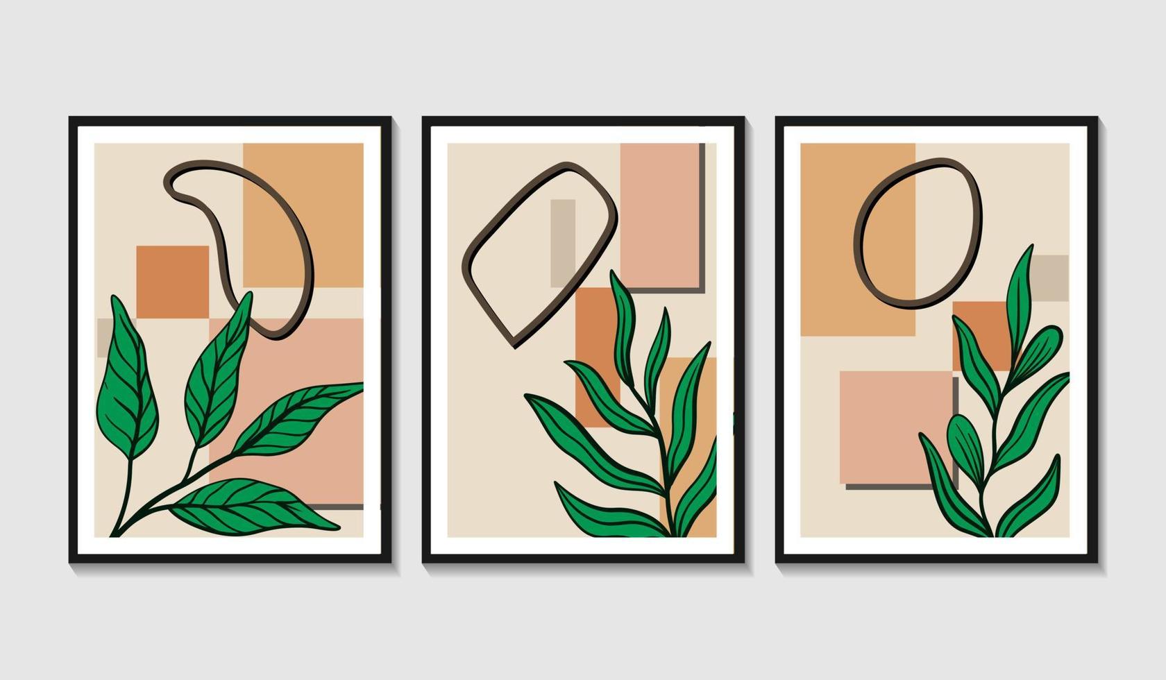 Hand drawn flat design boho wall art nature vector