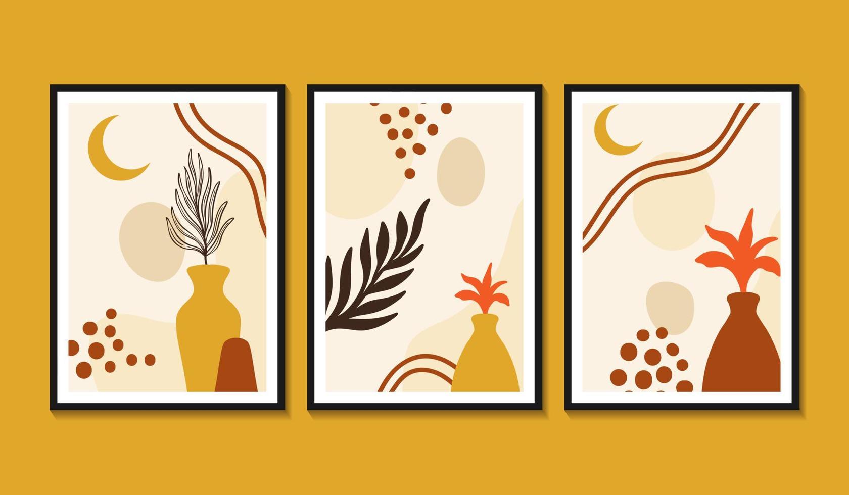 Hand drawn flat design boho wall art abstract vector
