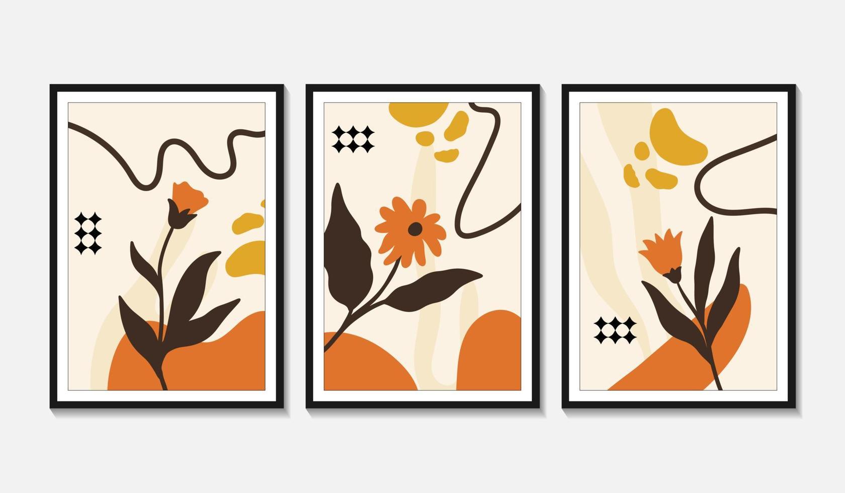 Hand drawn flat design boho wall art flower vector