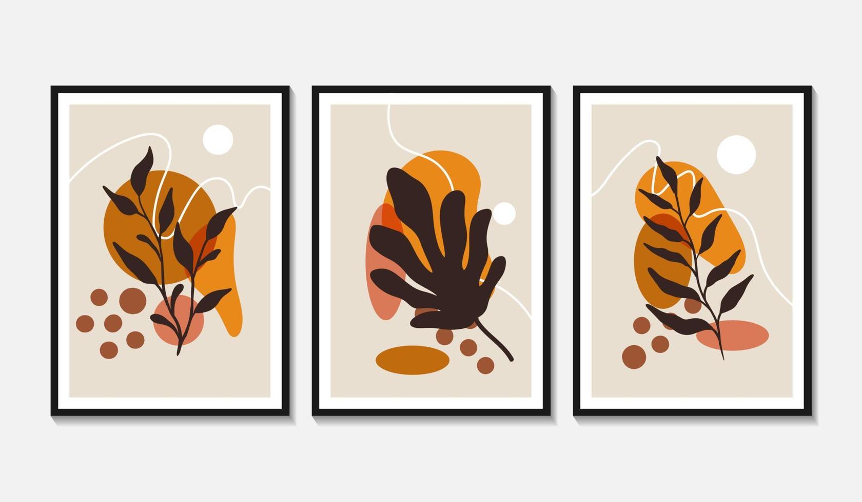 Hand drawn flat design boho wall art set vector