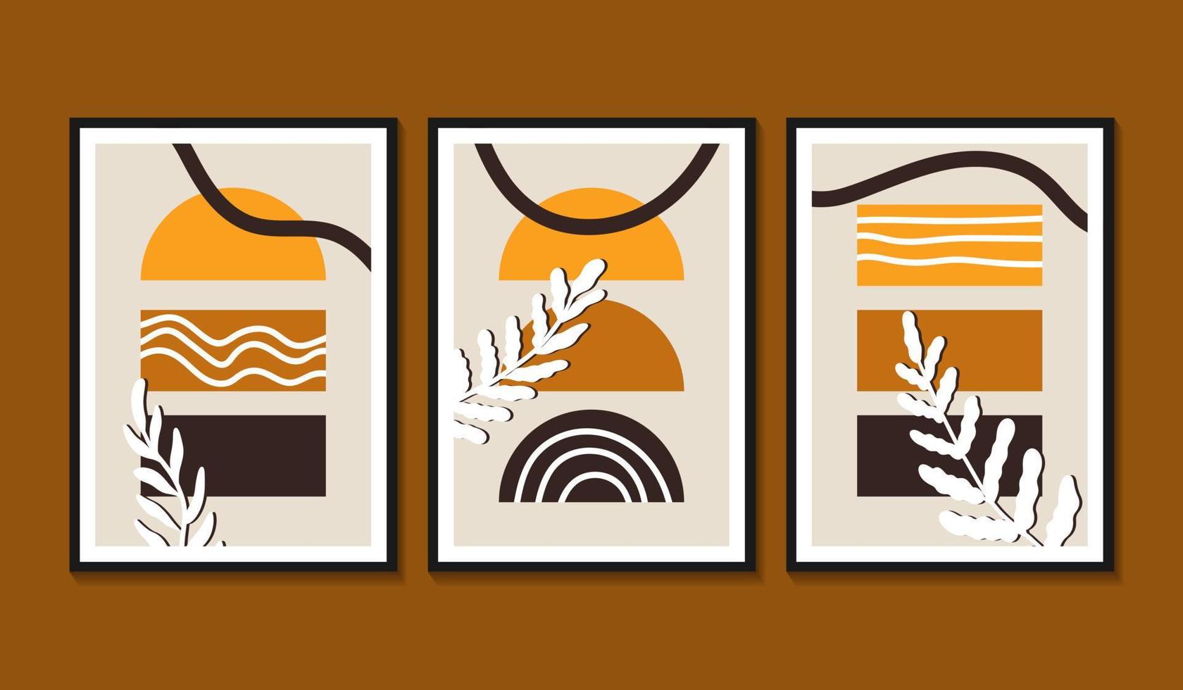 colección de arte de pared boho de diseño plano dibujado a mano vector