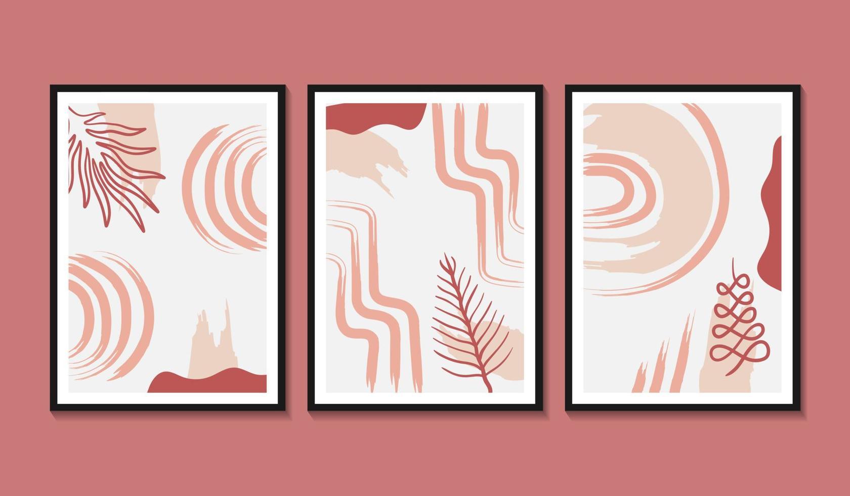 Hand drawn flat design boho wall art gallery vector