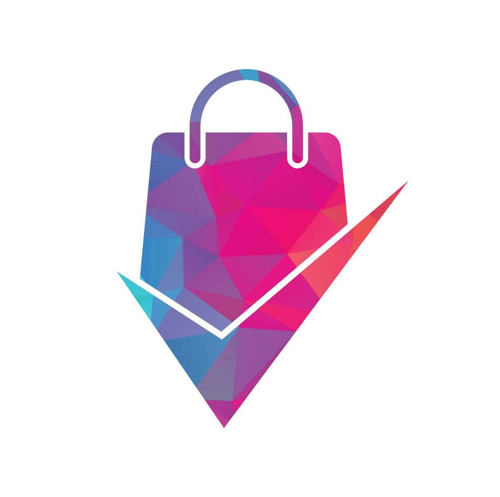 Shopping bag check logo icon. Check Shopping Logo Template, Icon, Symbol - Vector