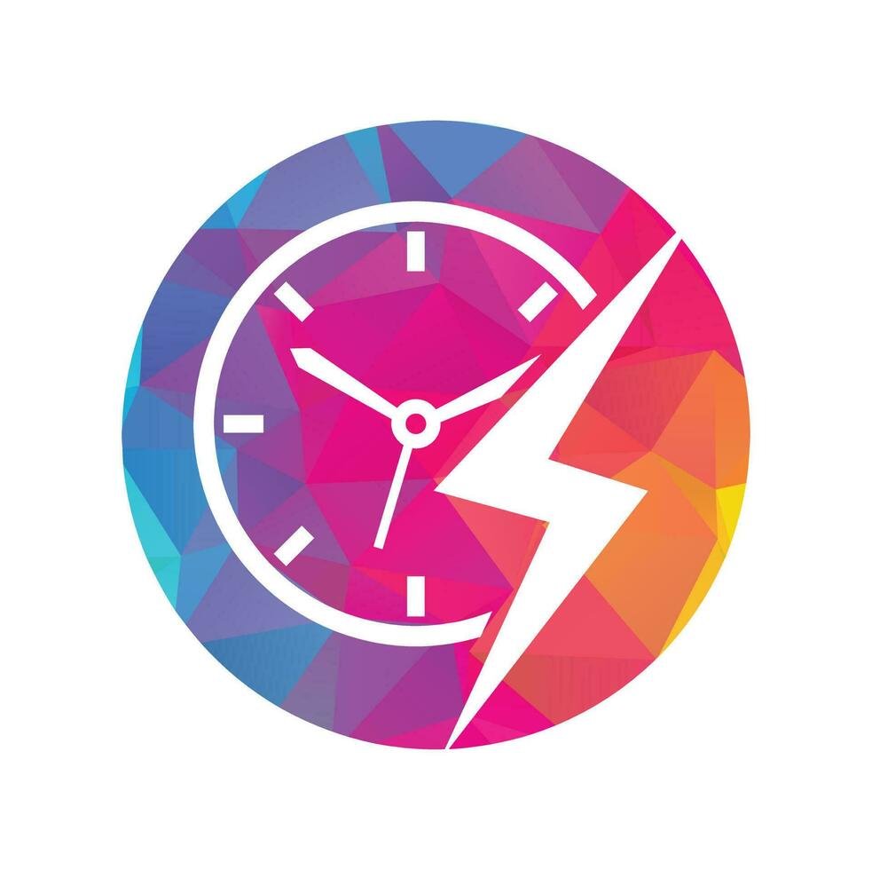 diseño de logotipo de vector de tiempo de flash. vector de icono de logotipo de tiempo de trueno.
