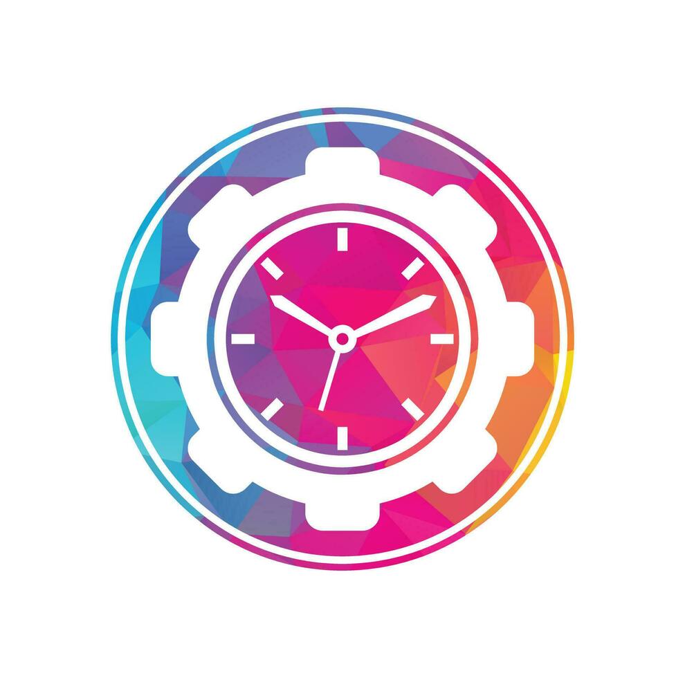 Service time vector logo design. Gear and analog clock icon vector design.