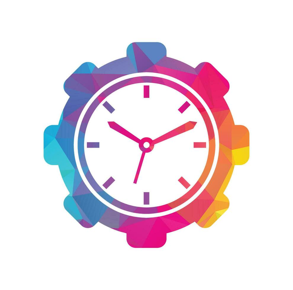 diseño del logotipo del vector de tiempo de servicio. engranaje y diseño vectorial de iconos de reloj analógico.