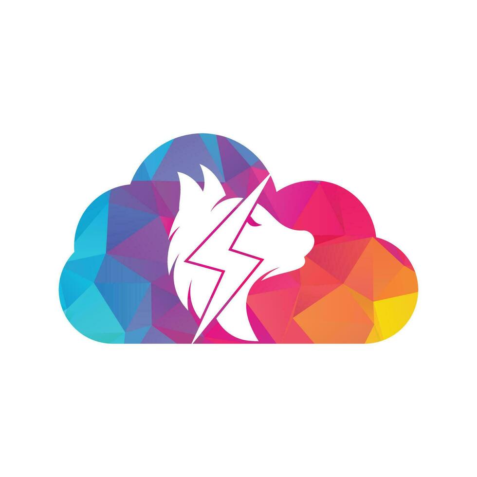 Thunder wolf cloud shape concept logo design. Power, Wild animal and Energy logo concept icon vector. vector