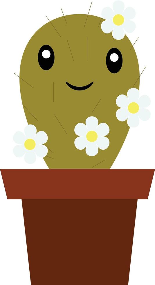 bebé cactus animado que florece vector