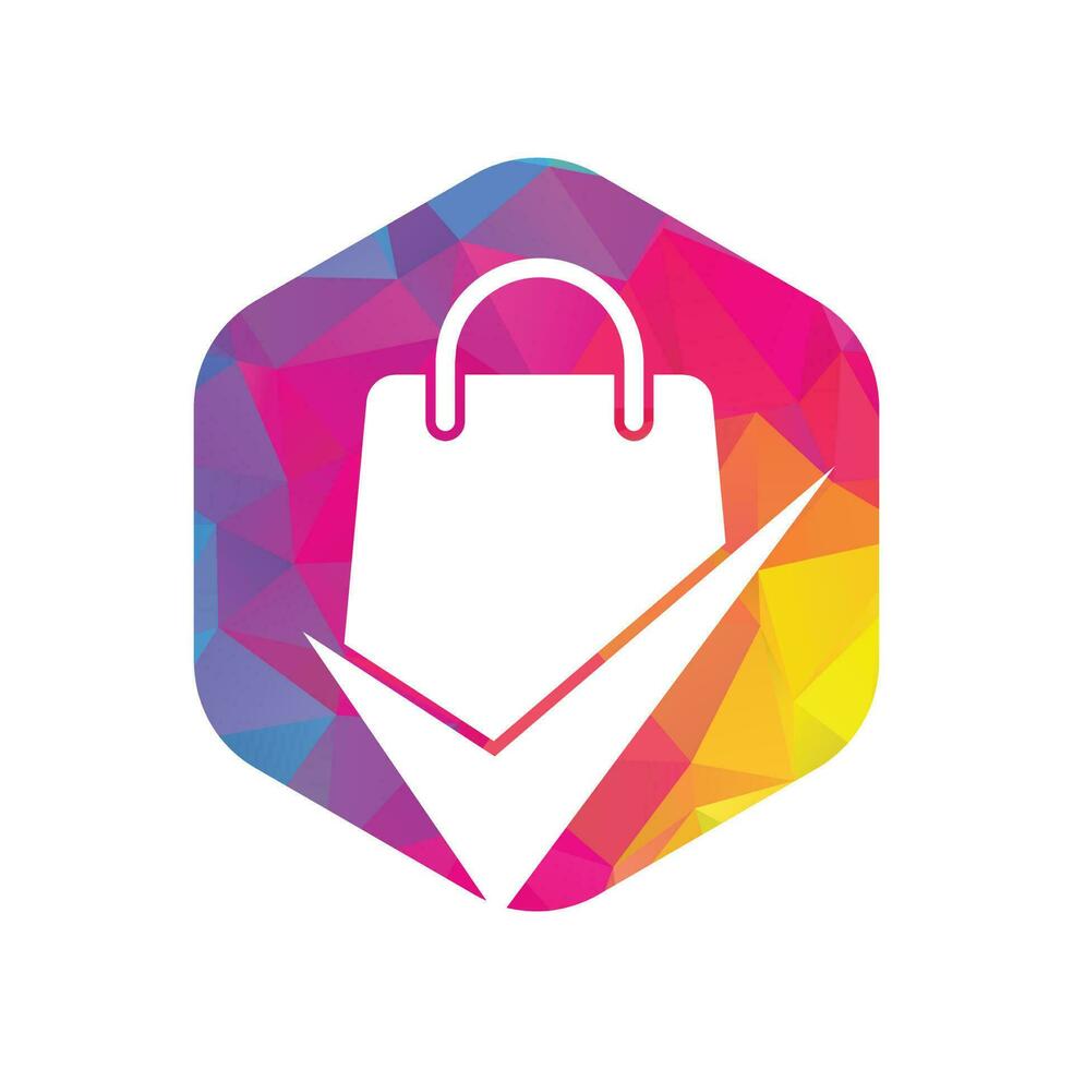 Shopping bag check logo icon. Check Shopping Logo Template, Icon, Symbol - Vector
