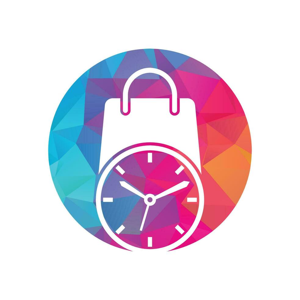Shopping time vector logo design template.