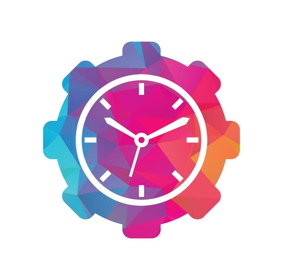 Service time vector logo design. Gear and analog clock icon vector design.