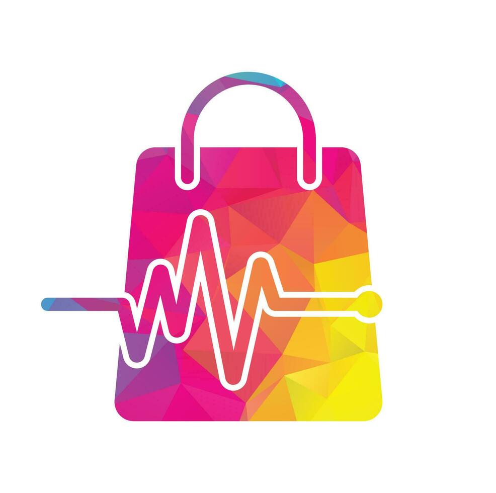 Pulse Shop Logo Template Design Vector. Health Bag Logo designs concept vector. Health Shop logo template vector