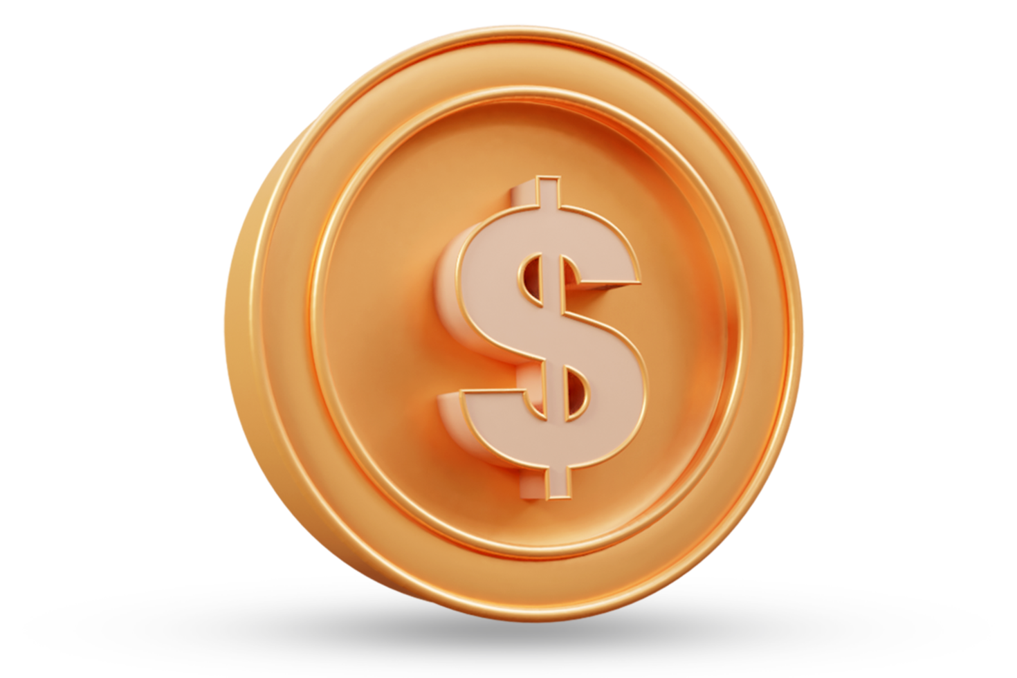 3d gold dollar render or coin sign png