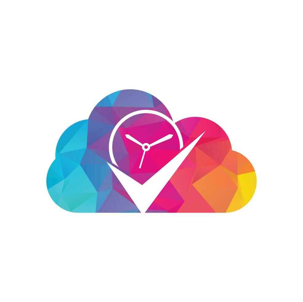 Check Time cloud shape concept Logo Design Template. Stopwatch logo. vector