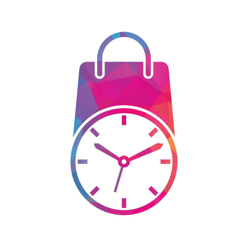 Shopping time vector logo design template.