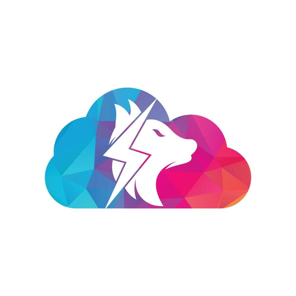 Thunder wolf cloud shape concept logo design. Power, Wild animal and Energy logo concept icon vector. vector