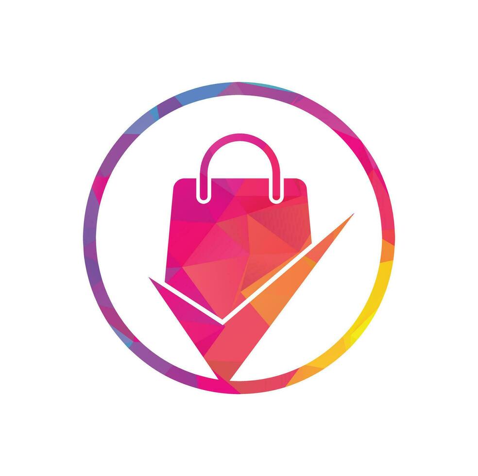 Shopping bag check logo icon. Check Shopping Logo Template, Icon, Symbol - Vector