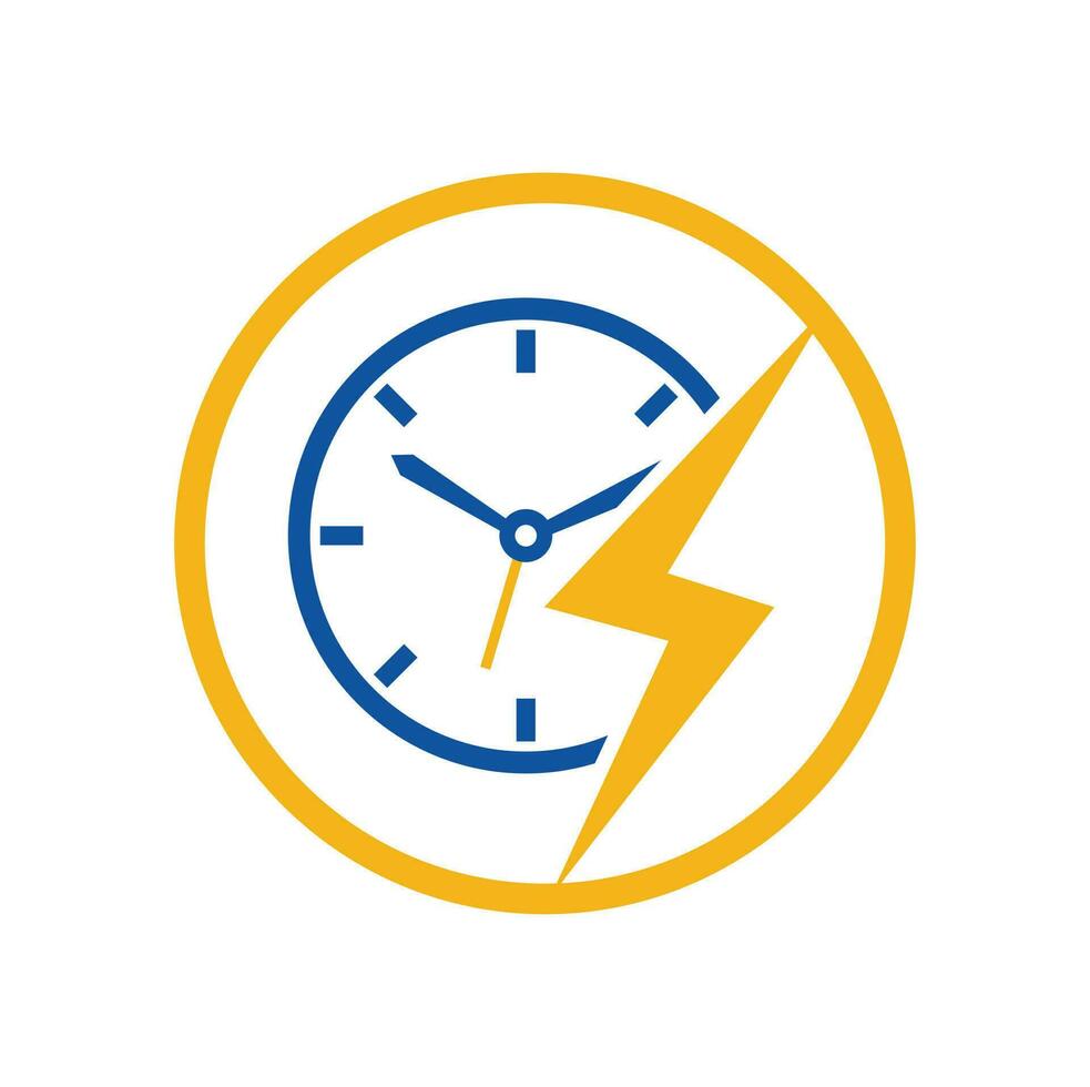 Flash time vector logo design. Thunder time logo icon vector.
